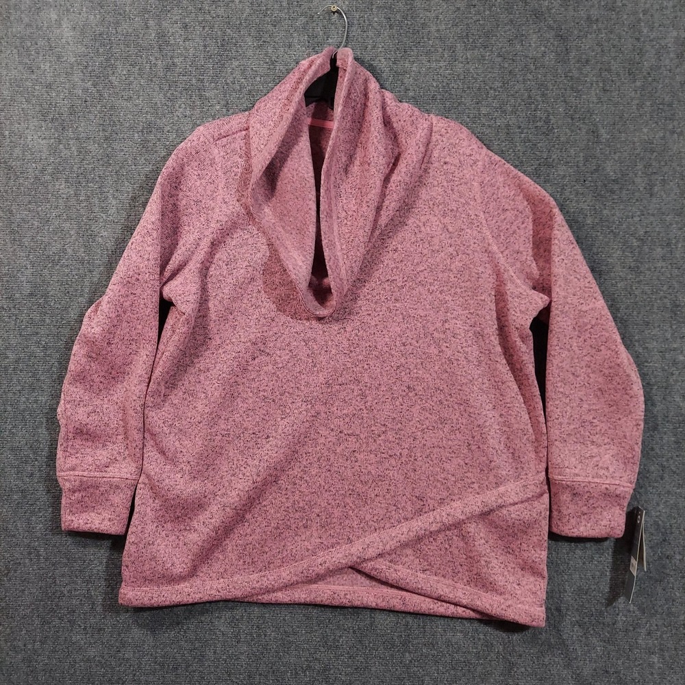 Ideology Sweater Womens 1X Pink Fleece Cowl Neck‎ Pullover Flex Stretch 78017W